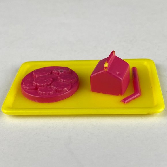 Barbie Pretend Food Tray Milk Straw Cookies Yellow Tray Plate Playset Accessory - Picture 1 of 5